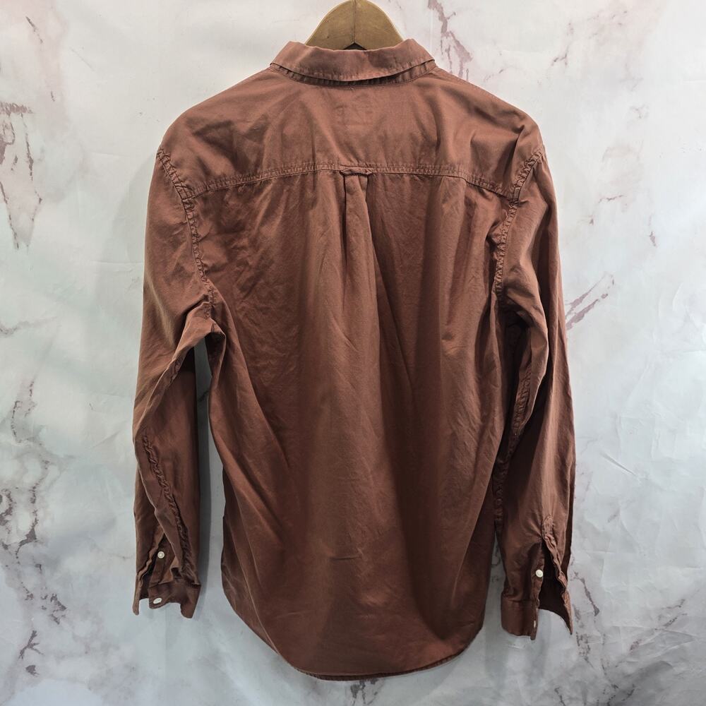 Frank And Oak Shirt Mens Medium Pink Brown Clay Long Sleeve Button Down - Picture 5 of 10
